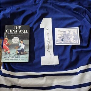 Toronto Maple Leafs Autographed Johnny Bower Jersey With Autographed Book